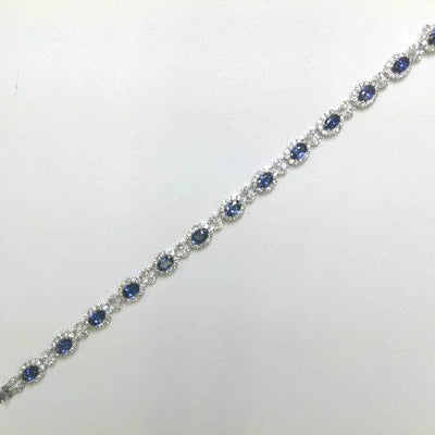 18K White Gold Sapphire and Diamond  Bracelet - Tapper's Jewelry 