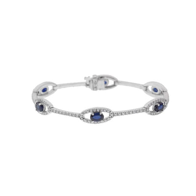 18K White Gold Sapphire and Diamond  Bracelet - Tapper's Jewelry 