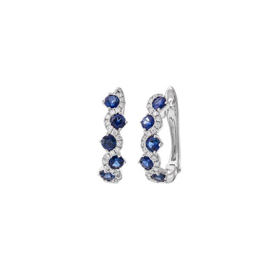 18K White Gold Sapphire and Diamond  Earrings - Tapper's Jewelry 
