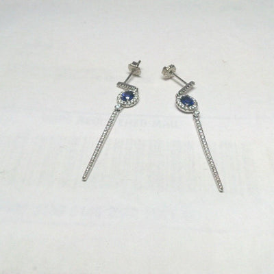 18K White Gold Sapphire and Diamond  Earrings - Tapper's Jewelry 