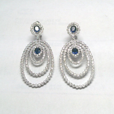 18K White Gold Sapphire and Diamond  Earrings - Tapper's Jewelry 