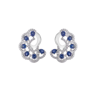 18K WHITE GOLD SAPPHIRE AND DIAMOND EARRINGS - Tapper's Jewelry 