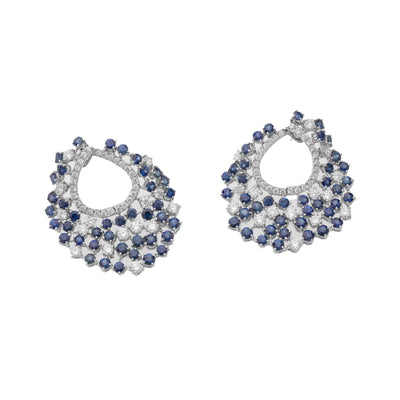 18K White Gold Sapphire and Diamond  Earrings - Tapper's Jewelry 