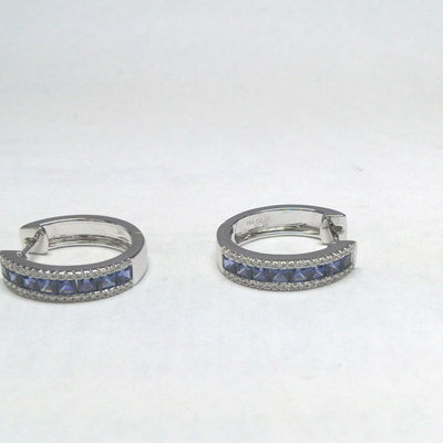 18K White Gold Sapphire and Diamond  Earrings - Tapper's Jewelry 