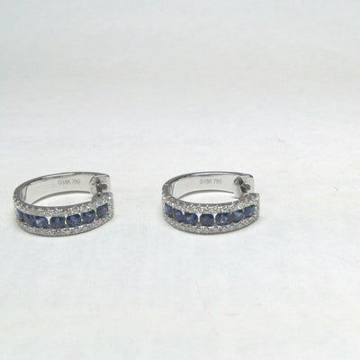 18K White Gold Sapphire and Diamond  Earrings - Tapper's Jewelry 