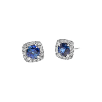 18K White Gold Sapphire and Diamond  Earrings - Tapper's Jewelry 