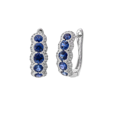 18K White Gold Sapphire and Diamond  Earrings - Tapper's Jewelry 