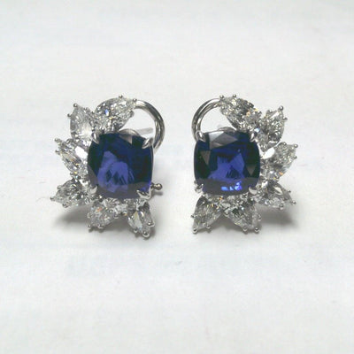 18K White Gold Sapphire and Diamond  Earrings - Tapper's Jewelry 