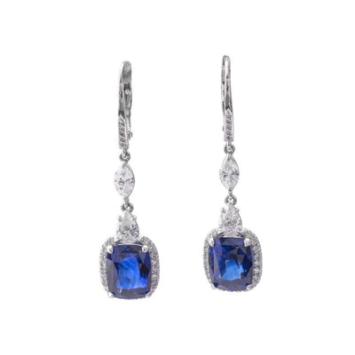 18K WHITE GOLD SAPPHIRE AND DIAMOND EARRINGS - Tapper's Jewelry 
