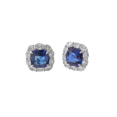 18K WHITE GOLD SAPPHIRE AND DIAMOND EARRINGS - Tapper's Jewelry 