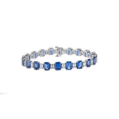 18K WHITE GOLD SAPPHIRE AND DIAMOND ETERNITY BRACELET - Tapper's Jewelry 