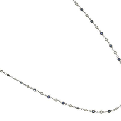 18K White Gold Sapphire and Diamond  Necklace