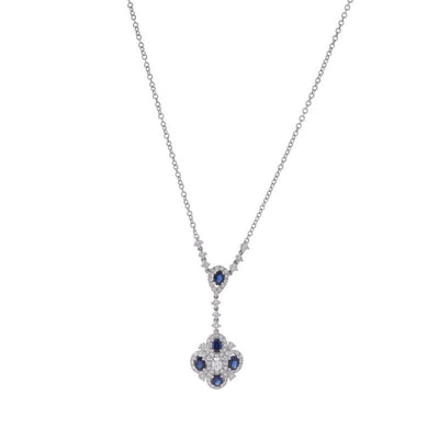 18K White Gold Sapphire and Diamond  Necklace - Tapper's Jewelry 