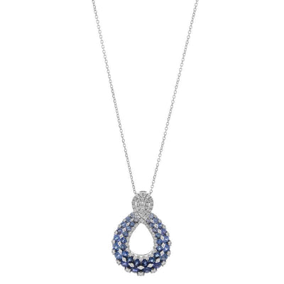 18K White Gold Sapphire and Diamond  Necklace