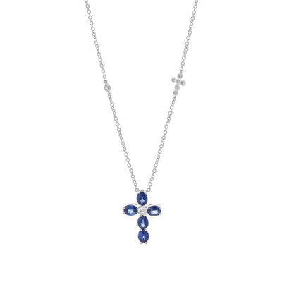 18K White Gold Sapphire and Diamond  Necklace - Tapper's Jewelry 