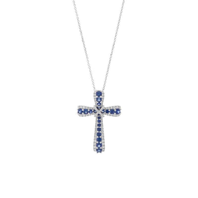 18K White Gold Sapphire and Diamond  Necklace
