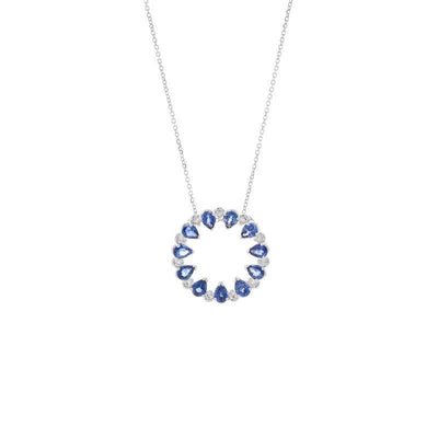 18K White Gold Sapphire and Diamond  Necklace - Tapper's Jewelry 