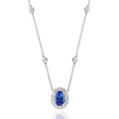 18K White Gold Sapphire and Diamond  Necklace - Tapper's Jewelry 