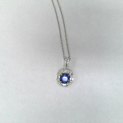 18K White Gold Sapphire and Diamond  Necklace