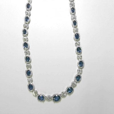 18K White Gold Sapphire and Diamond  Necklace - Tapper's Jewelry 