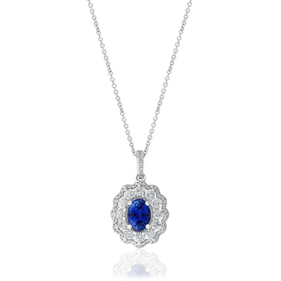 18K White Gold Sapphire and Diamond Necklace - Tapper's Jewelry 