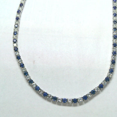 18K White Gold Sapphire and Diamond  Necklace
