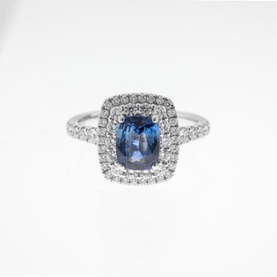 18K White Gold Sapphire and Diamond  Ring - Tapper's Jewelry 