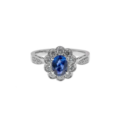 18K White Gold Sapphire and Diamond  Ring - Tapper's Jewelry 