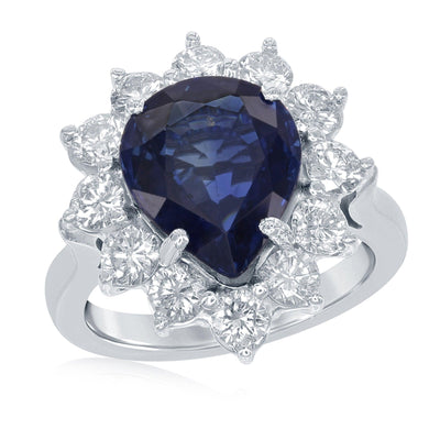 18K White Gold Sapphire and Diamond  Ring - Tapper's Jewelry 