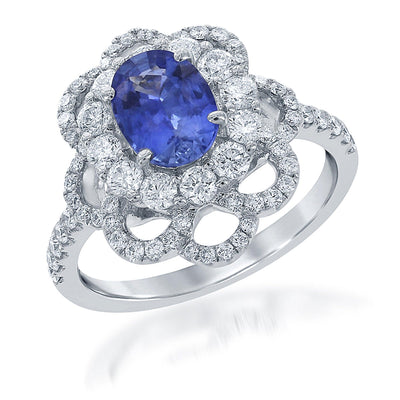 18K White Gold Sapphire and Diamond  Ring - Tapper's Jewelry 