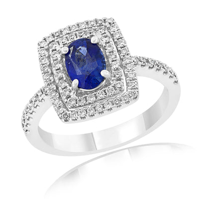 18K White Gold Sapphire and Diamond  Ring