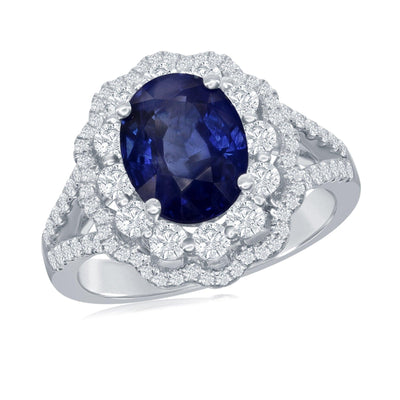 18K White Gold Sapphire and Diamond  Ring - Tapper's Jewelry 