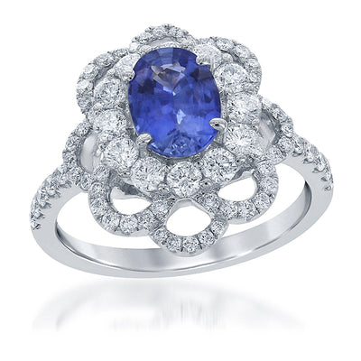 18K White Gold Sapphire and Diamond  Ring - Tapper's Jewelry 