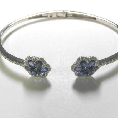 18K White Gold Sapphire and Sapphire  and Diamond Bracelet - Tapper's Jewelry 