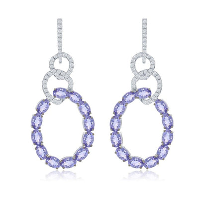 18K White Gold Tanzanite and Diamond  Earrings - Tapper's Jewelry 