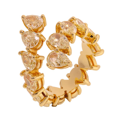 18K Yellow Gold 16 Pear Shape Fancy Yellow Diamond Ring - Tapper's Jewelry 