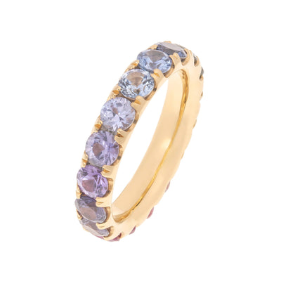 18K YELLOW GOLD 17 ROUND SAPPHIRE BAND - Tapper's Jewelry 