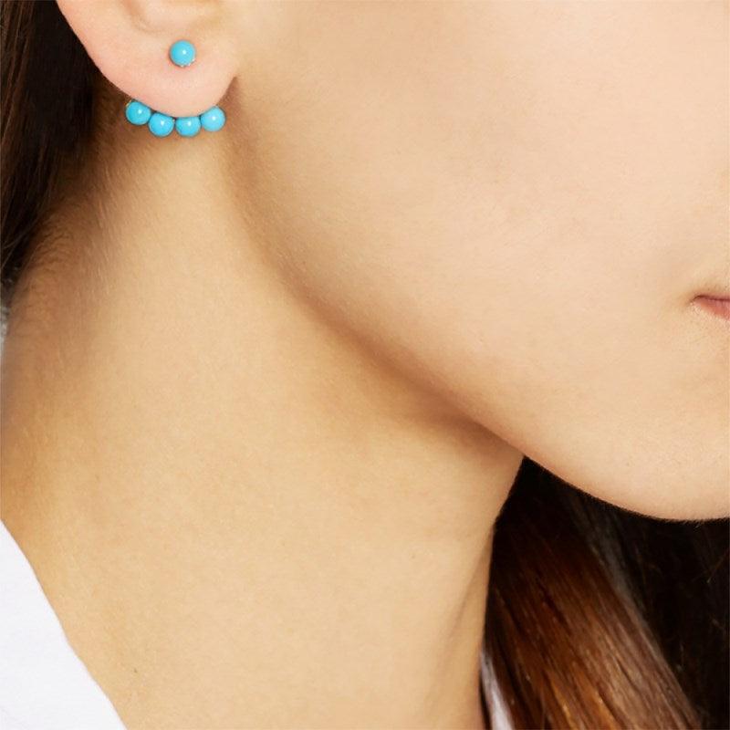 Yvonne Leon 5 Turquoise Gold Single Earring Jacket in 18K Yellow