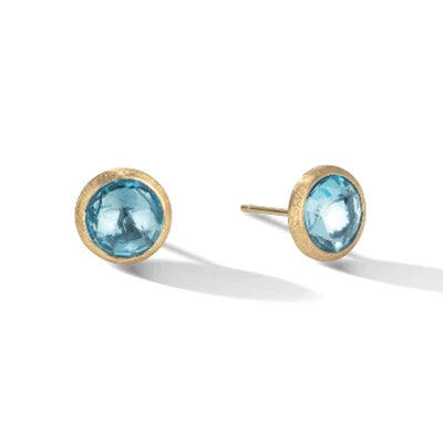 18K Yellow Gold Blue Topaz Earrings