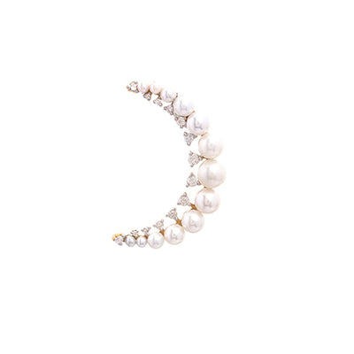 18K Yellow Gold Cultured Pearl and Diamond  Single Earring - Tapper's Jewelry 