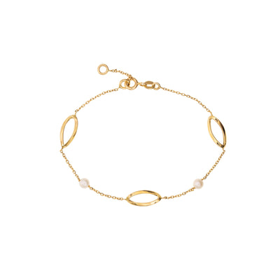 18K Yellow Gold Cultured Pearl Bracelet