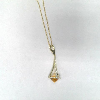 18K Yellow Gold Diamond and Citrine  Necklace - Tapper's Jewelry 