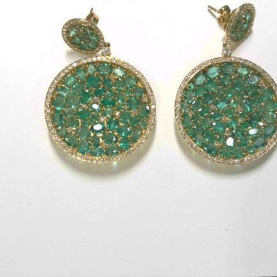 18K Yellow Gold Emerald and Diamond  Earrings - Tapper's Jewelry 