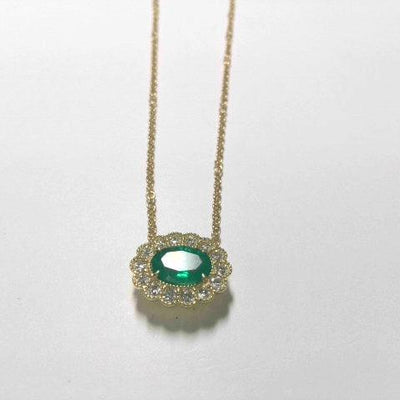 18K Yellow Gold Emerald and Diamond  Necklace - Tapper's Jewelry 