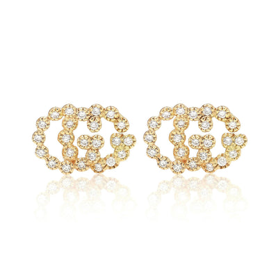 18K YELLOW GOLD GUCCI GG RUNNING DIAMOND EARRINGS - Tapper's Jewelry 