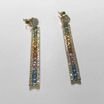 18K Yellow Gold Sapphire and Diamond  Earrings - Tapper's Jewelry 