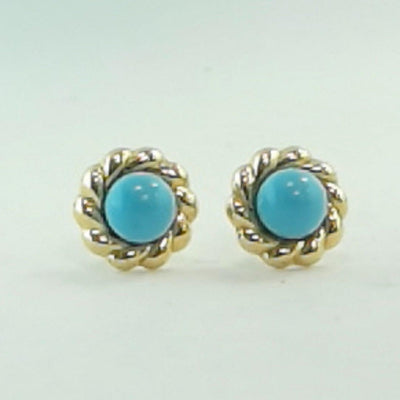 18K Yellow Gold Turquoise Earrings - Tapper's Jewelry 