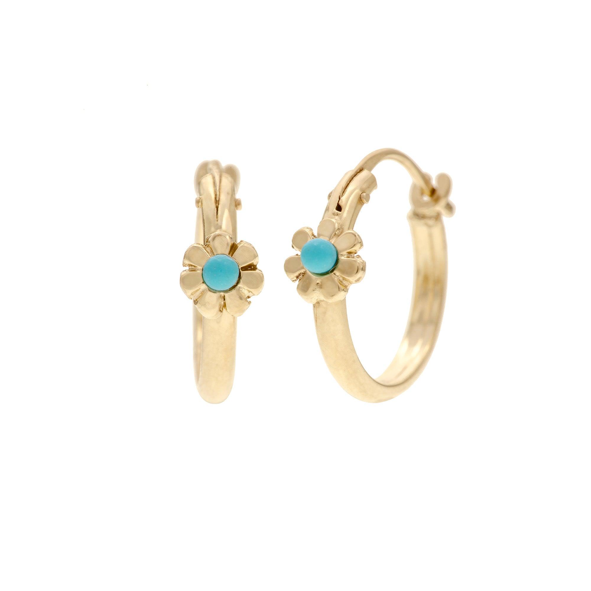 18K Yellow Gold Turquoise Earrings - Main Image