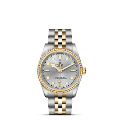 31mm Stainless Steel and 18K Gold Black Bay Diamond Watch - Tapper's Jewelry 