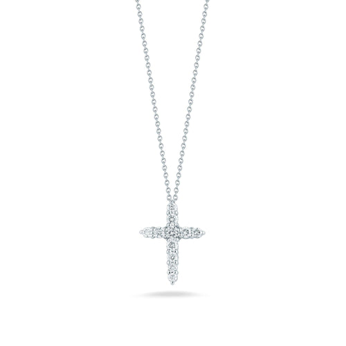 Diamond Cross Pendant in 18K White Gold